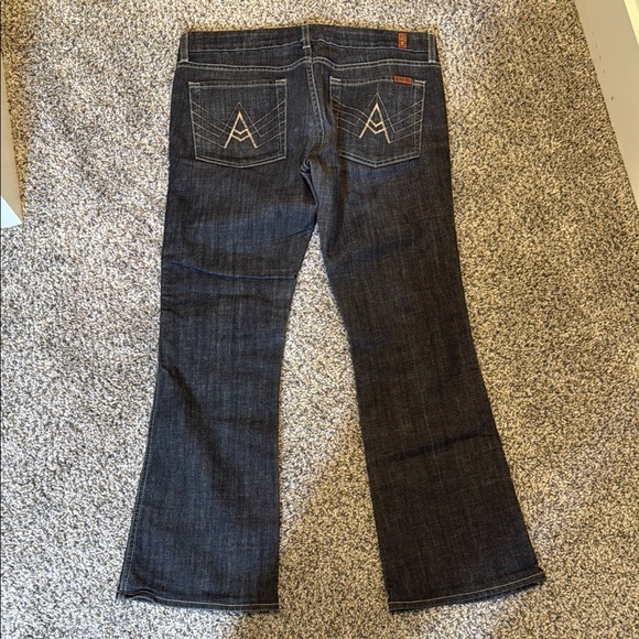 7 For All Mankind Denim - 7 For All Mankind Black Bootcut A Pocket Y2K White Stitch Whiskered 32